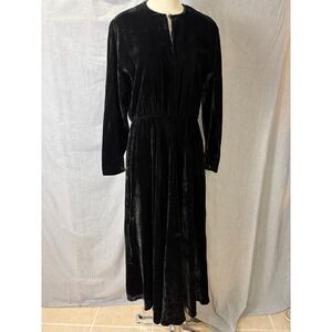 Vintage Donna Morgan Black Velvet Maxi Dress Long Sleeve Side Zip 13/14